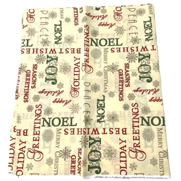 Cranston Print Works Christmas Words Fabric Remnant 72" x 42" Holiday Snowflakes - Picture 5 of 6